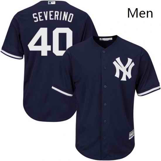 Mens Majestic New York Yankees 40 Luis Severino Replica Navy Blue Alternate MLB Jersey